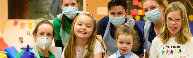 Therapists and children at a Cerebral Palsy Scotland group